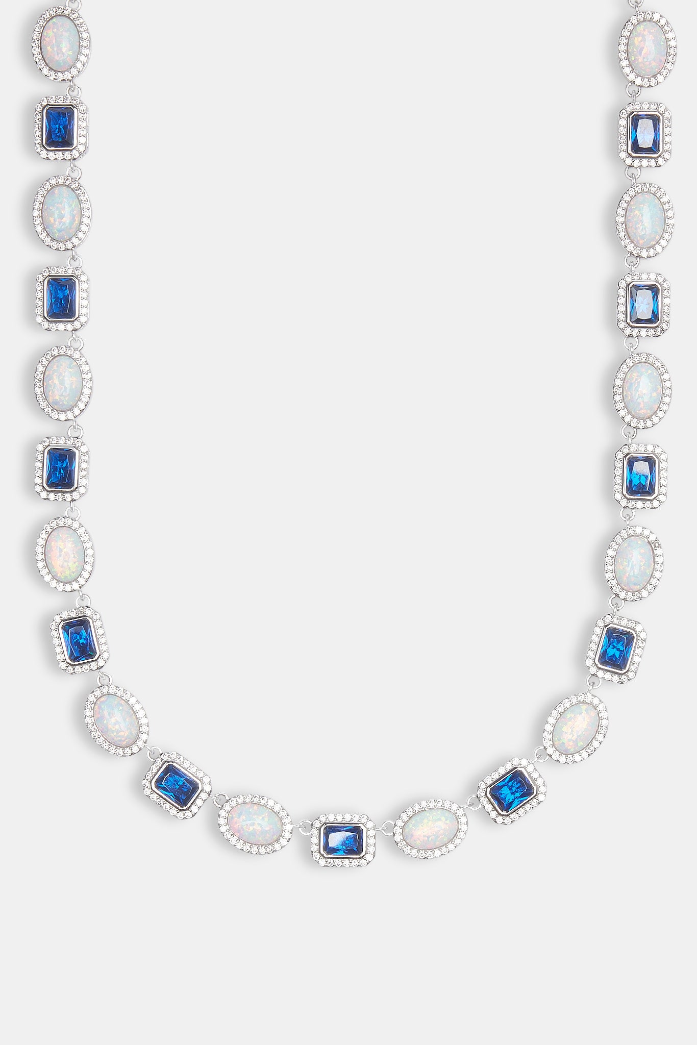 Opal & Blaue Edelsteinkette - Weiß - 10mm